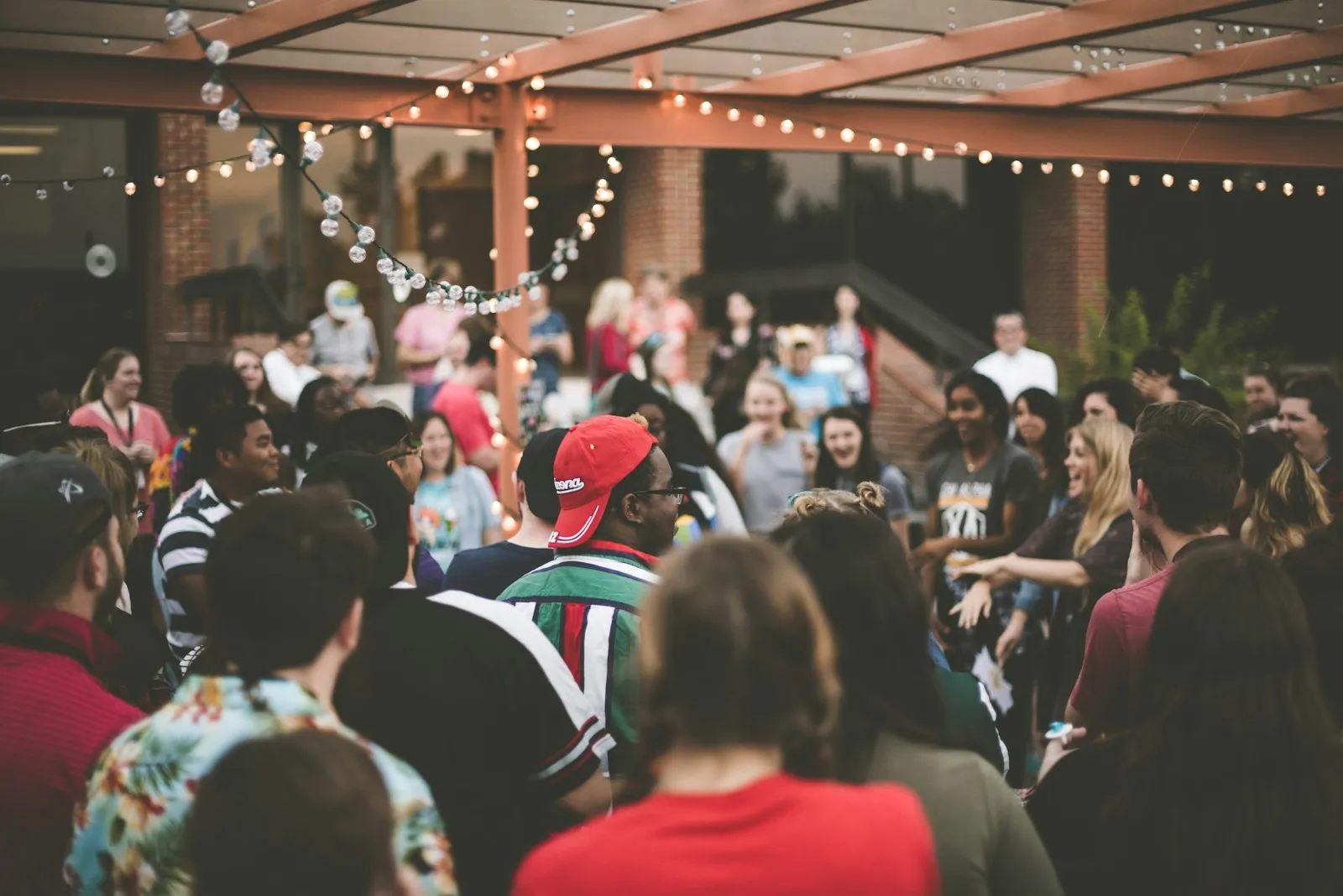 Brooklyn neighborhood street with diverse community members and local businesses